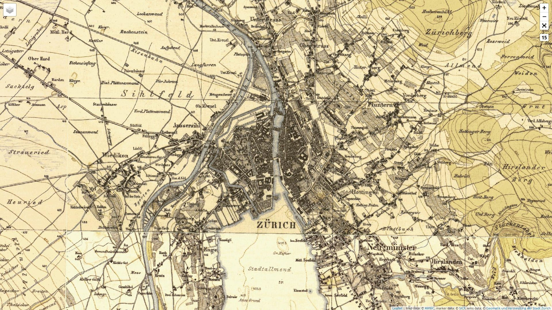 Zürich, historische Kantonskarte des Johannes Wild von 1843–1850