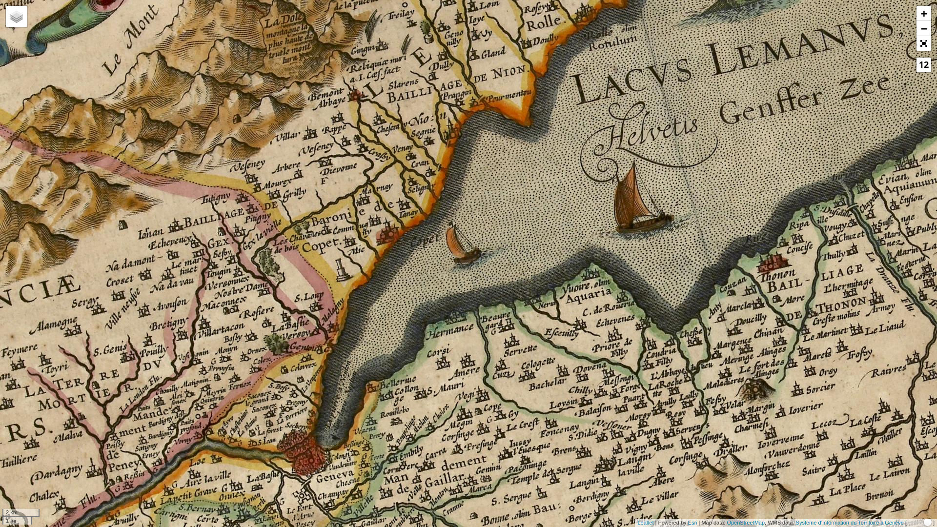 Kantonskarte des Josse II de Hondt (1630)