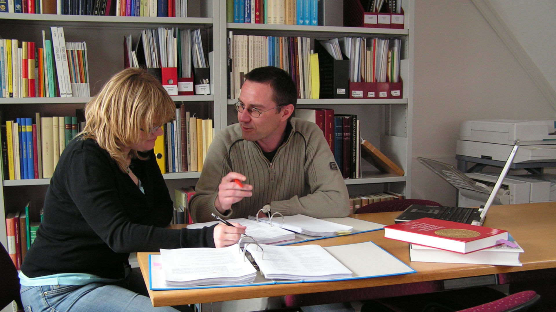 Nicole Schacher and Michael Nick during numismatic research